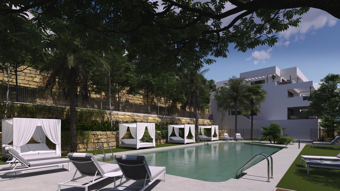 Apartamentos en Casares con vistas al mar y la montaña — piscina, jardines y golf cercano - mibgroup.es